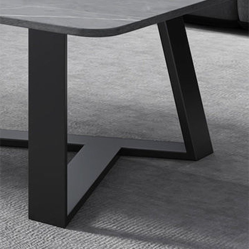 Glam Style Slate Top White Gold/black Top Black Metal Footer Coffee Table