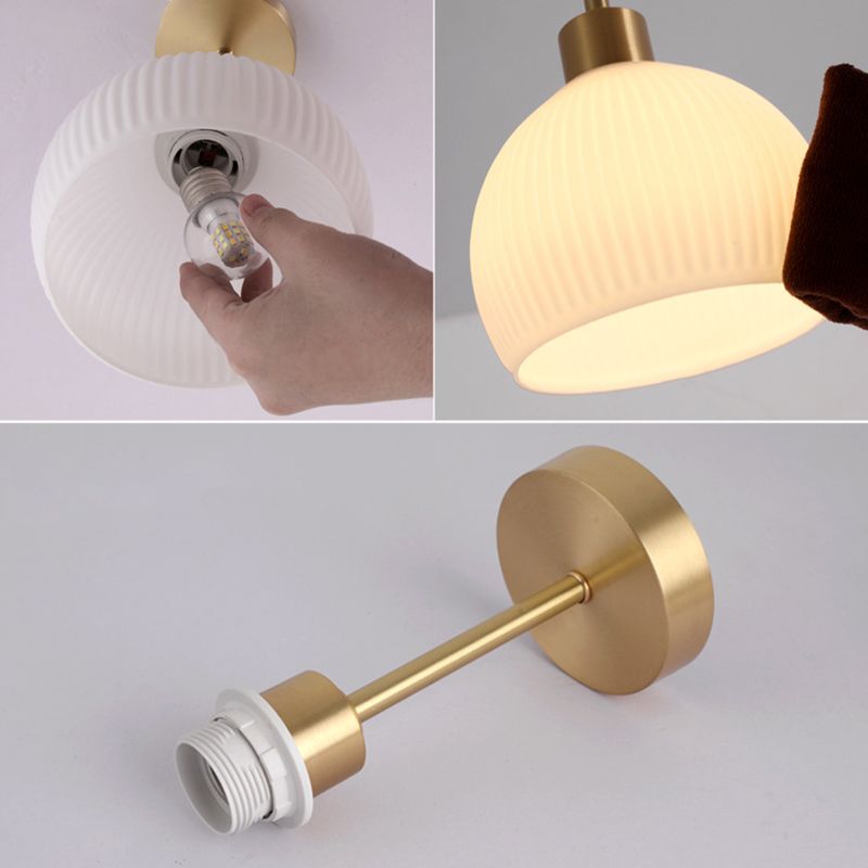 Contemporary Ceiling Lamp Glass Shade Flush Mount Light Fixture