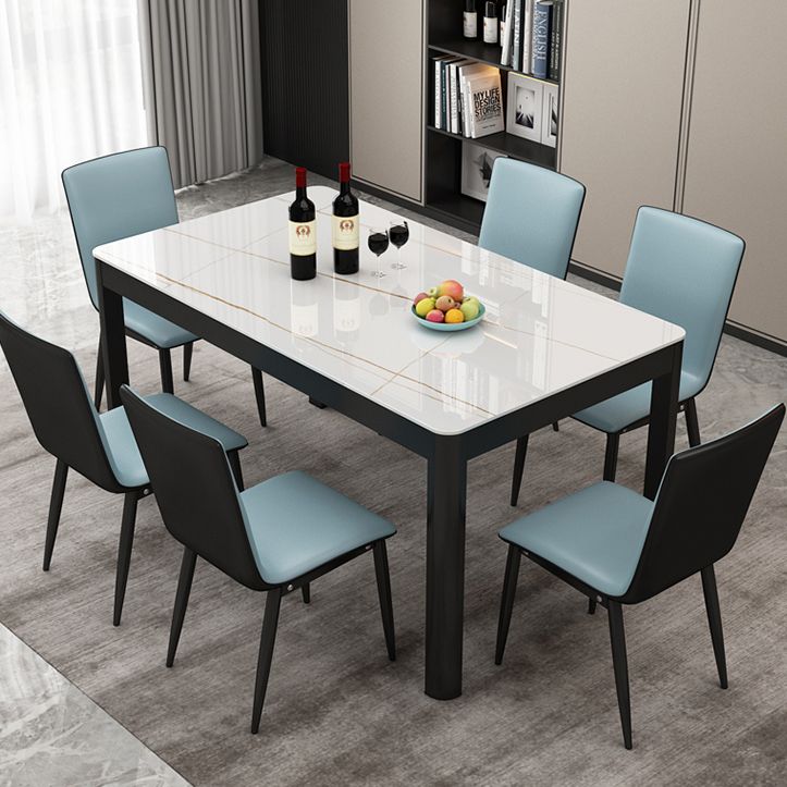 Metal Modern Rectangle Indoor Table Glass Top Table for Dining Room