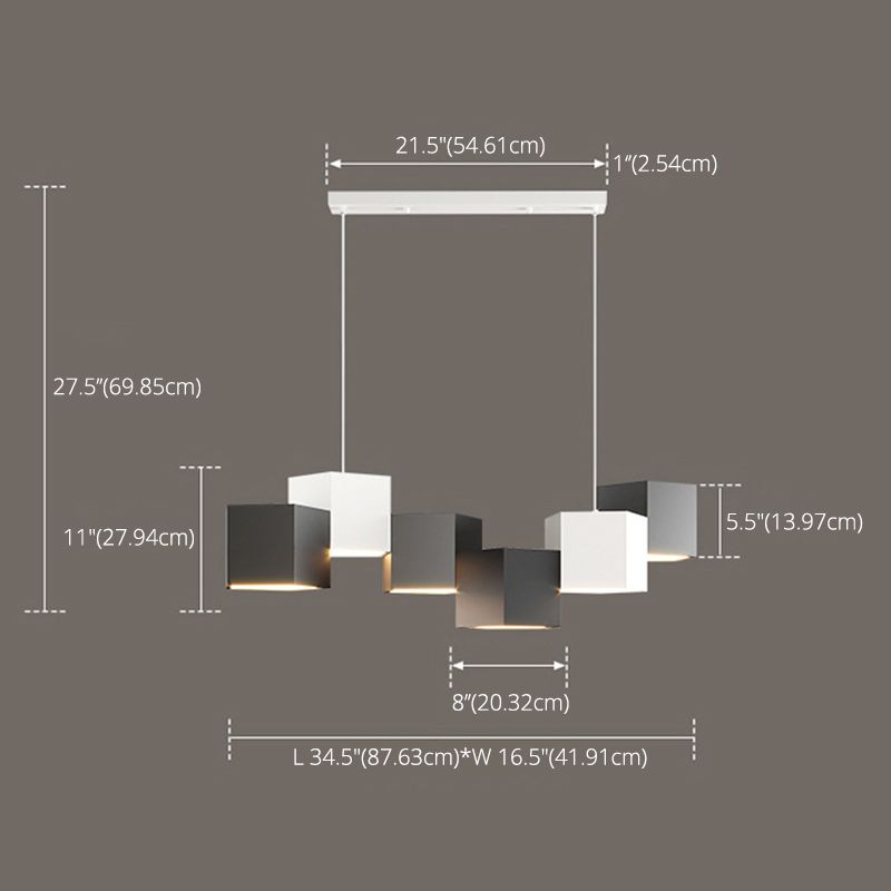 Lampada dell'isola a led macaron lampada sospesa pentagonale con tonalità in metallo per una cena