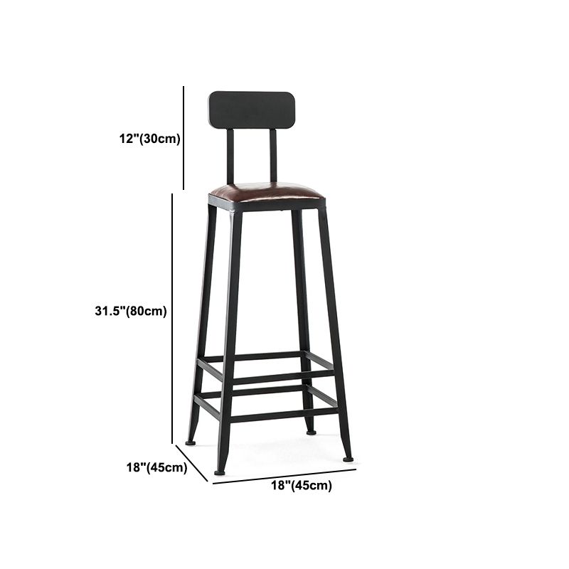 Industrial Black Counter Chair Squared Metal Footrest Counter-height Stool