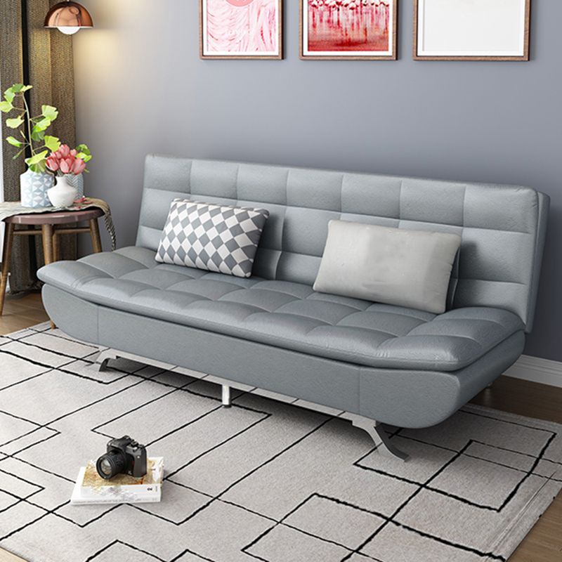 Hair Pin Legs Biscuit Back Armless Sofa with Slipcover for Living Room