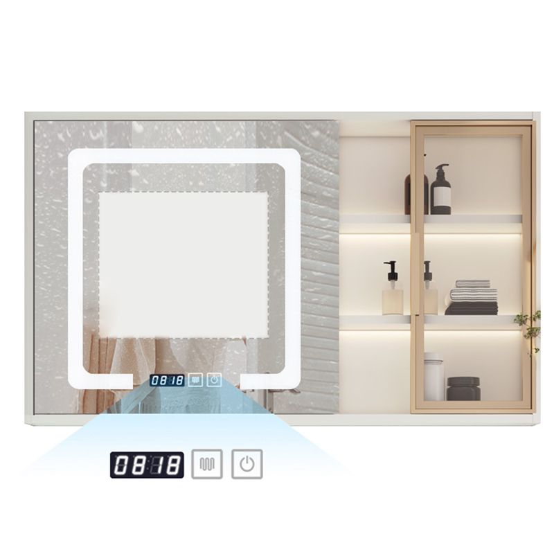 White Bathroom Vanity Mirror Rectangle Single Sink Wall Mount 2 Drawers Vanity with Door