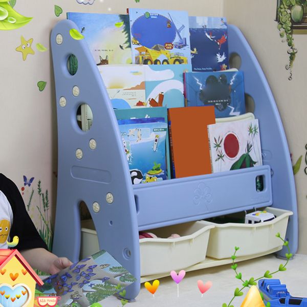 Contemporary Plastic Bookshelf Freestanding Open Back Storage Bookcase