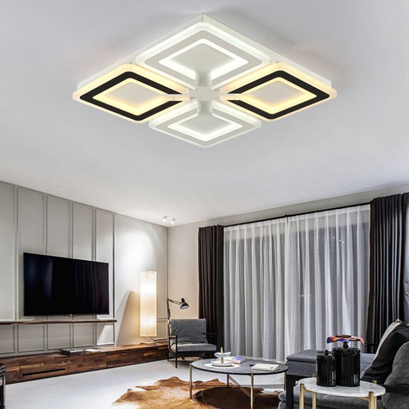 Diamond Pattern Flushmount Light Modern Acrylic LED Living Room Flush Mount Lamp in Warm/White/Second Gear