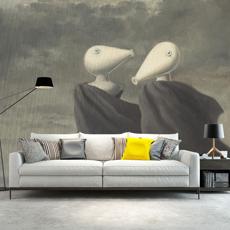 Brown Le Colloque Sentimental Murals Artwork Surreal Washable Wall Covering for Living Room