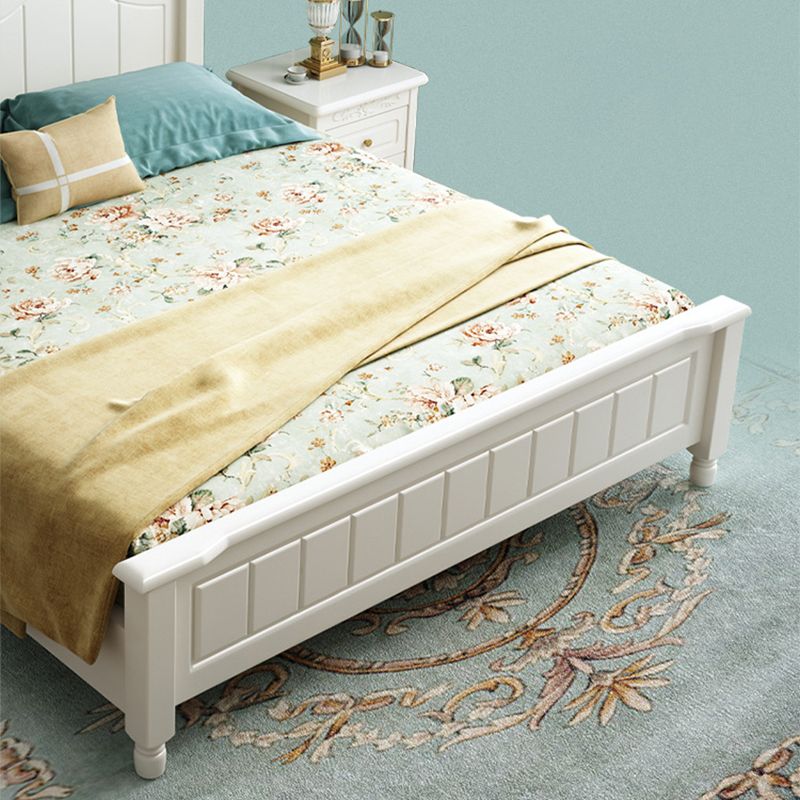 French Country Standard Bed Rubberwood and Pine Wood Panel Bed White