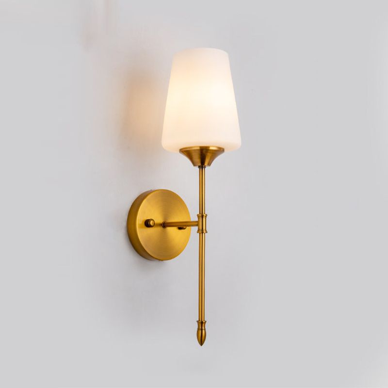 Modern Metal Wall Sconce Minimalist Wall Light with Glass Shade