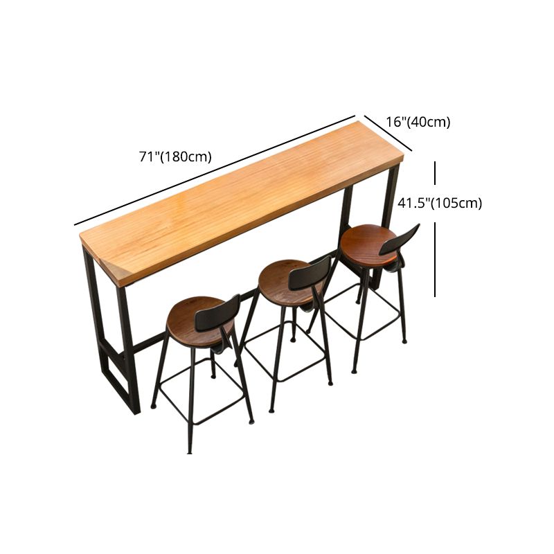 Industrial Bar Dining Table Pine Wood Bar Dining Table with Trestle Base in Black