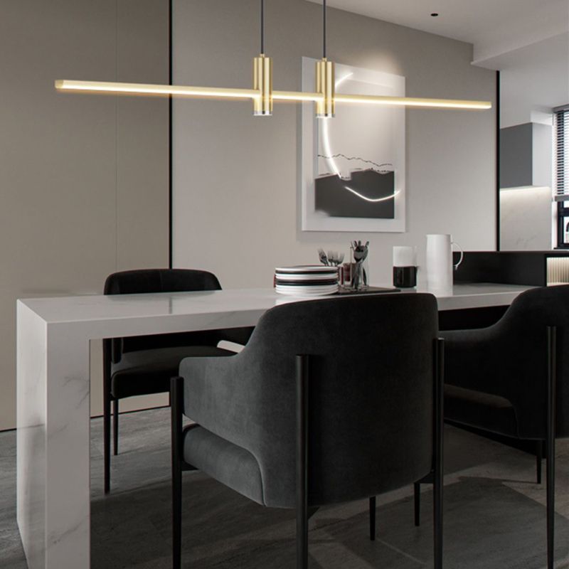 Modern Linear Island Light Fixtures 3-Head Restaurant Hanging Lamp with Silica Gel Shade