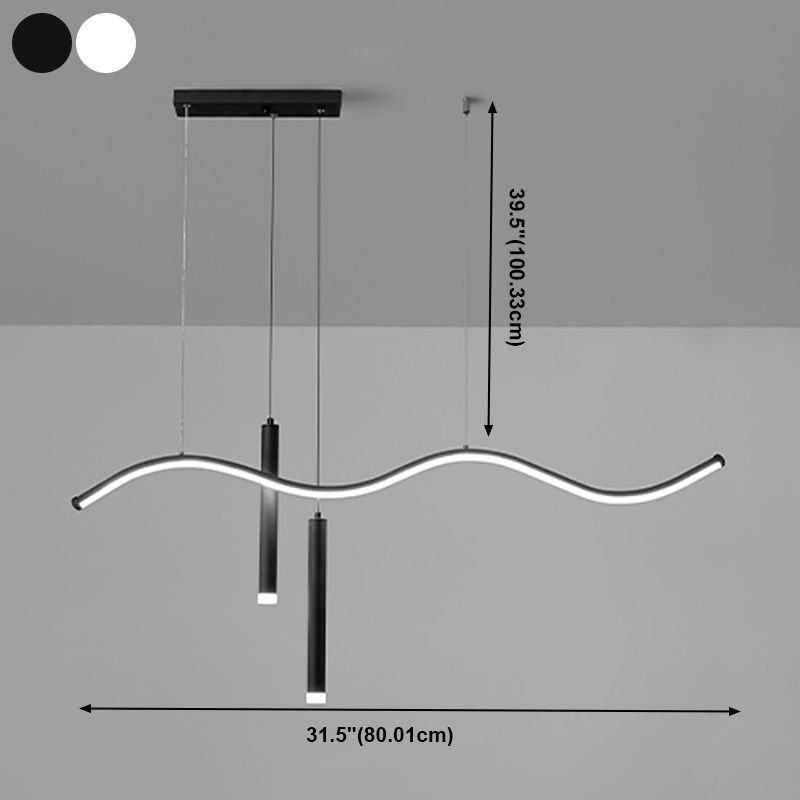 3-Light Linear Island Lighting Contemporary Metal Island Lights