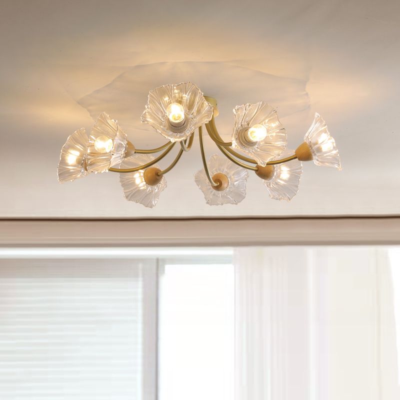 Nordic Style Iron Ceiling Light Lotus Leaf Shape Ceiling Lamp for Bedroom