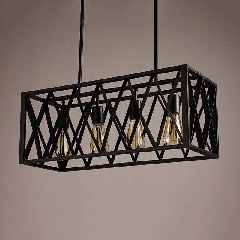 Metal Rectangular Shape Island Pendant Industrial Style Island Pendant Lighting