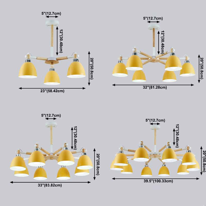 Iluminación colgante geométrica de múltiples luces lámpara de techo de metal de estilo moderno