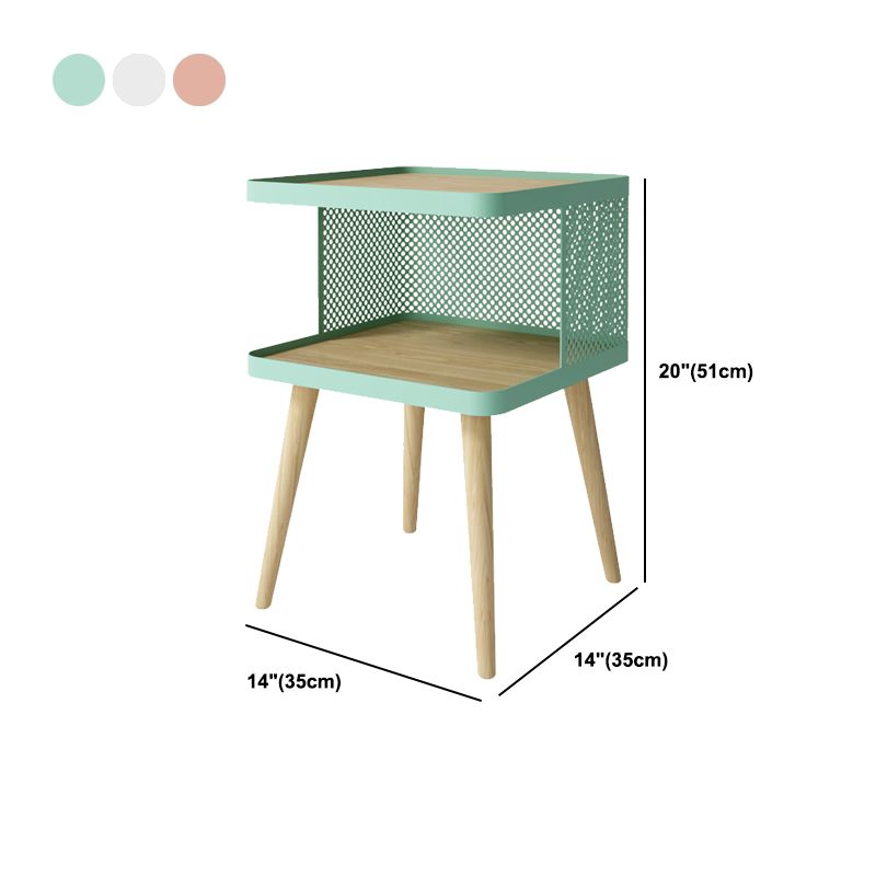 20" H Accent Table Nightstand Pearl Wood and Metal Night Table Lower Shelf