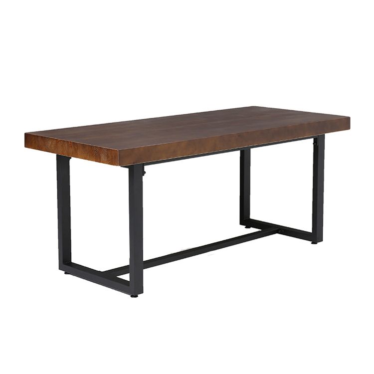 Industrial Pine Wood Table for Restaurant Rectangle Kitchen Table with Double Pedestal