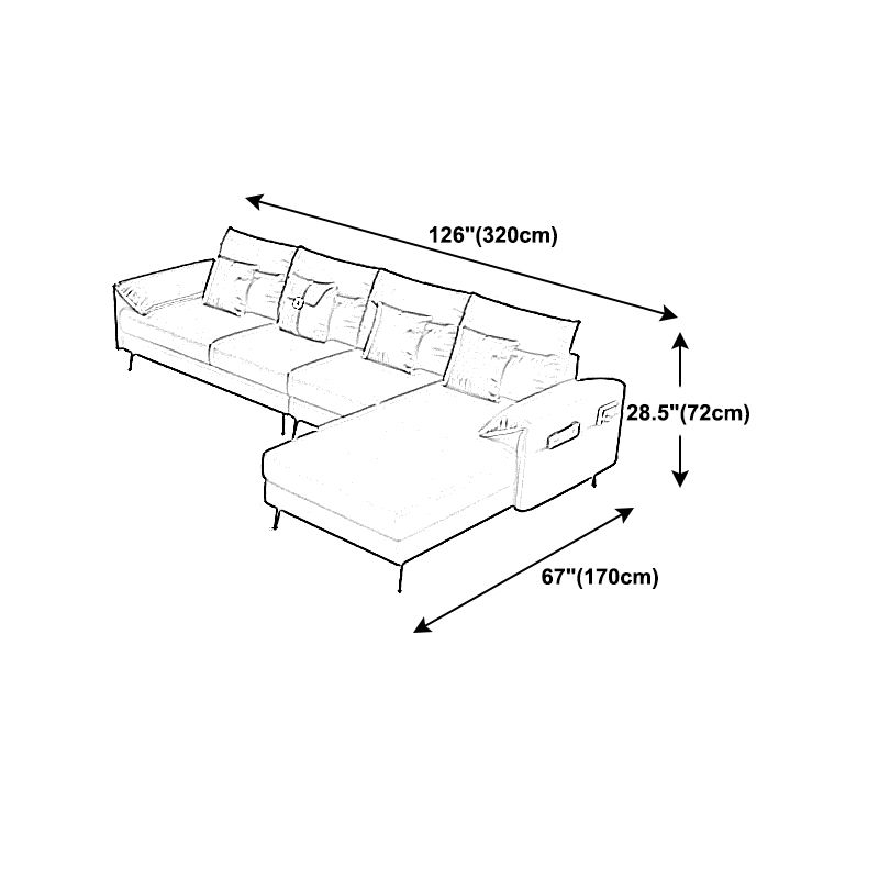 Contemporary Pillow Top Arm Modular Sofa and Chaise with 4 Pillows