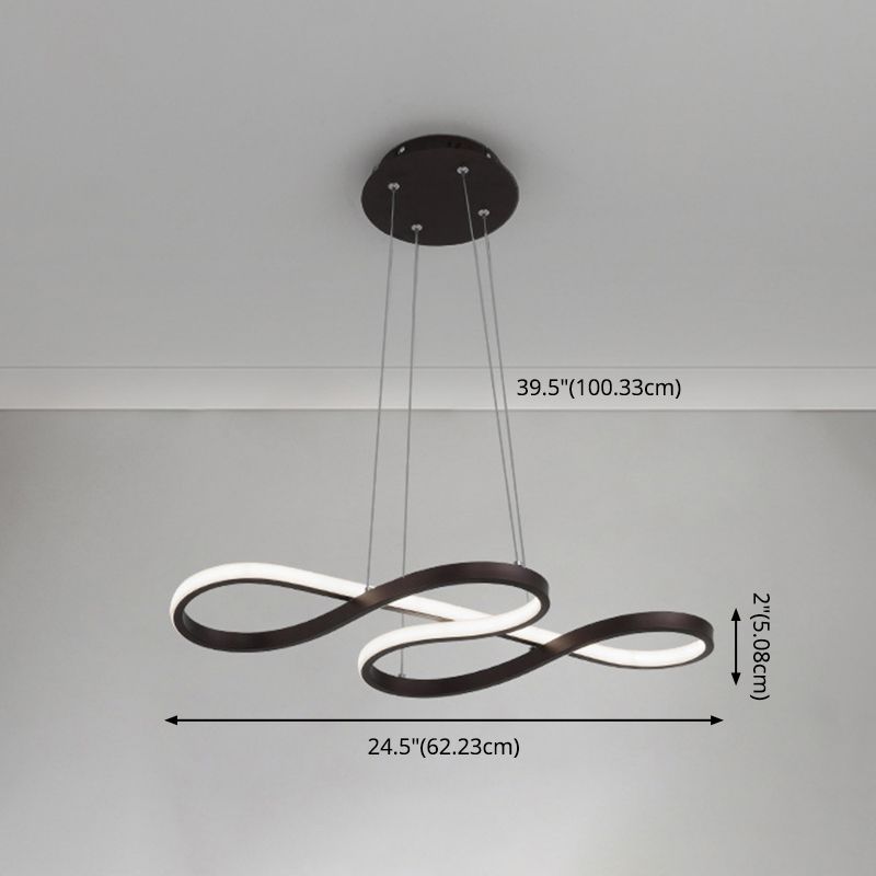 Aluminium LED Linear Pendant Light in Modern Creative Style Silica Gel Ceiling Light for Dining Room