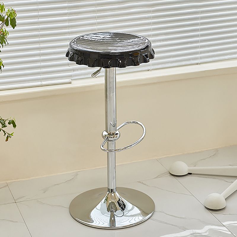 Contemporary Backless Indoor Armless Footrest Bar Stool with Metal Base