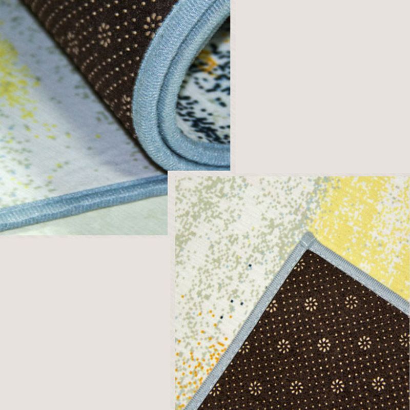 Oriental Solid Carpet Polyester Area Rug Non-Slip Backing Indoor Carpet for Home Decoration