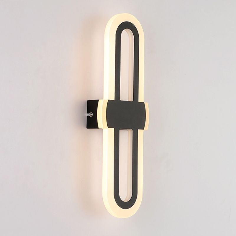 Cronique en métal simple contemporain Lumière murale à LED noire pour chambre à coucher