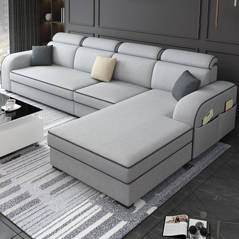 31.49" Tall Sectional Sofa Faux Leather/Linen Modular Sofa with Cushion Back
