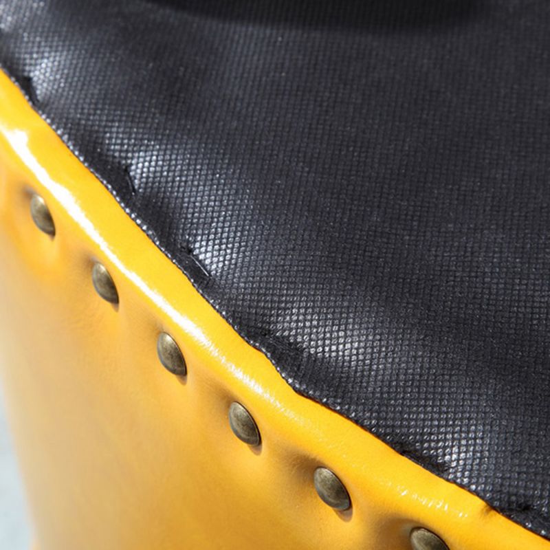 Modern Irregular Leather Ottoman Water Resistant Footstool Ottoman with Nailhead Trim