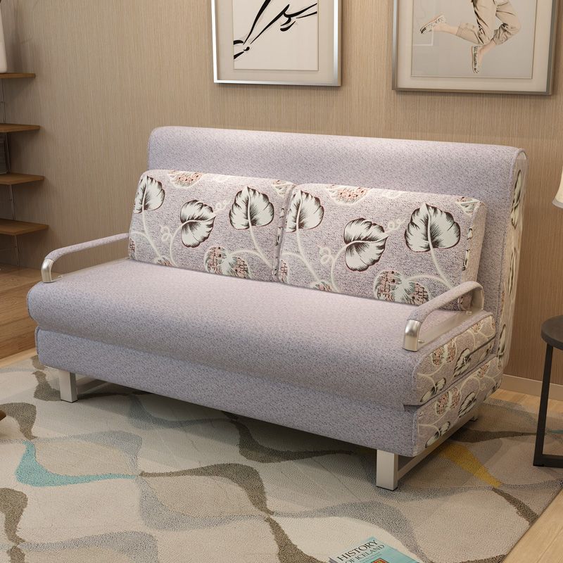 Cotton Blend Contemporary Sofa Bed Square Arm Convertible Sofa