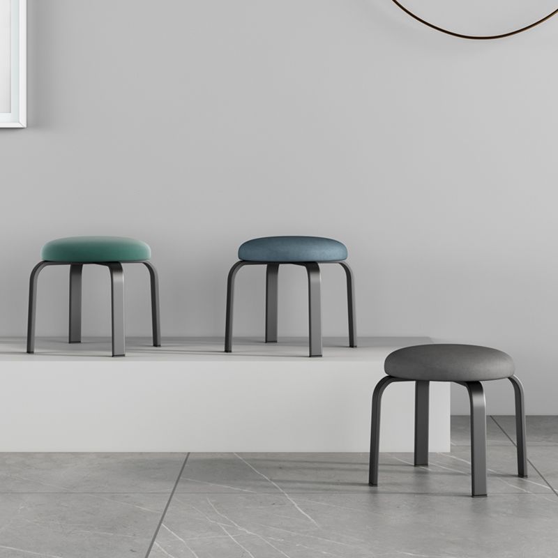 Footstool Ottoman Tear Resistant Solid Glam Cotton Blend Round Ottoman