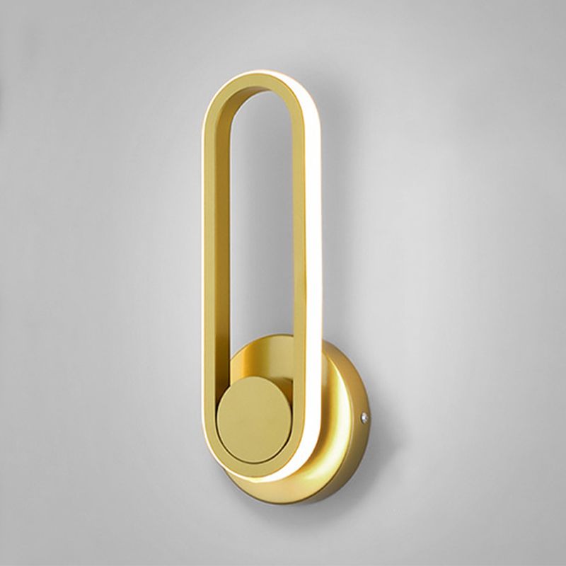 Modern Style Elliptical Shape Wall Sconce Metal 1 Light Wall Light for Bedroom