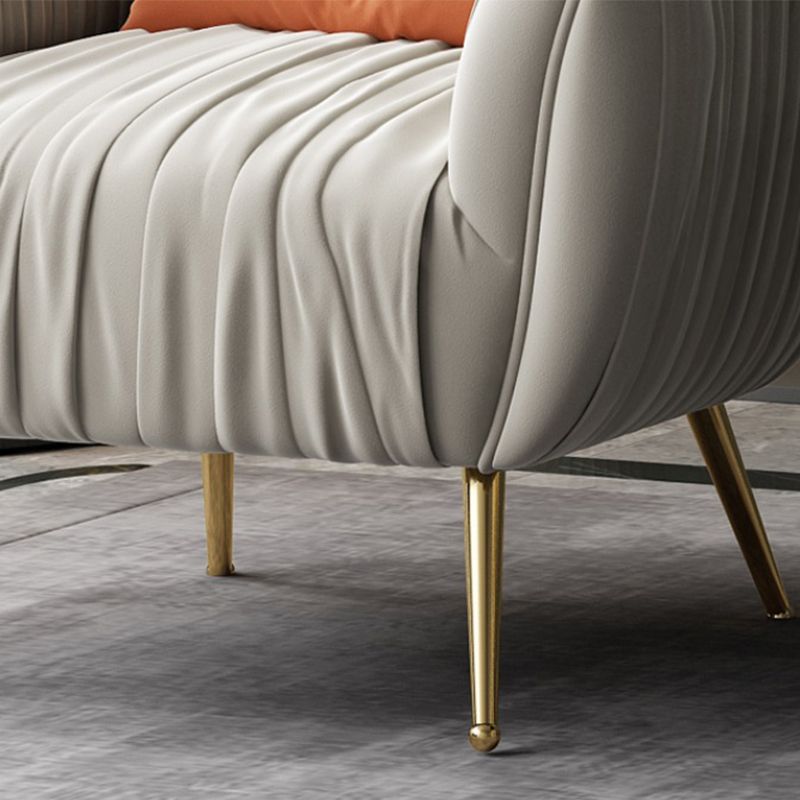 Modern Pillow Back Chair Solid Color Upholstered Sloped Arms Chair