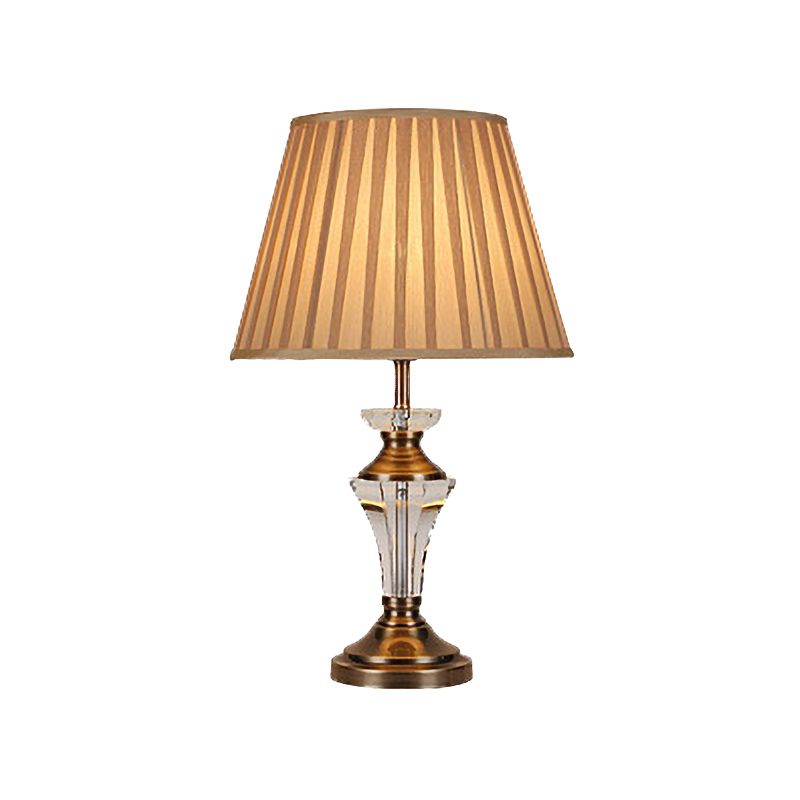 1 Glühbirnen kurvige Stofftisch Leuchtmittel Modernismus handgeschnittene Kristall kleine Schreibtischlampe in Beige