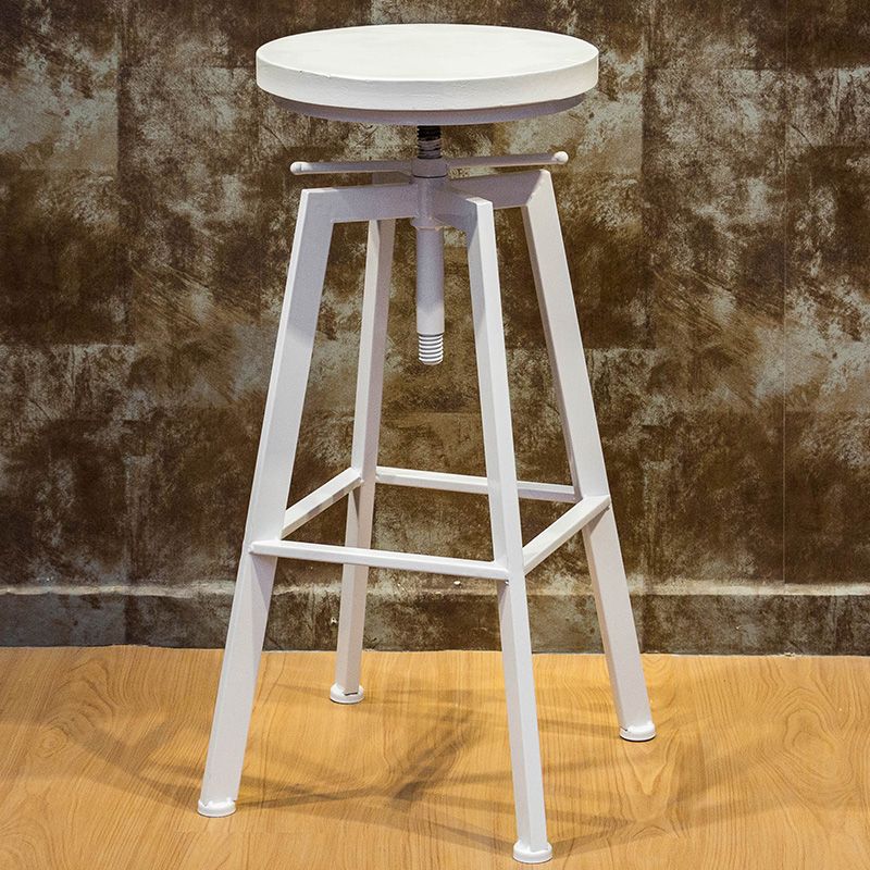 Round Seat Armless Bar Stool Modern Metal Legs Rotatable Bar Chair