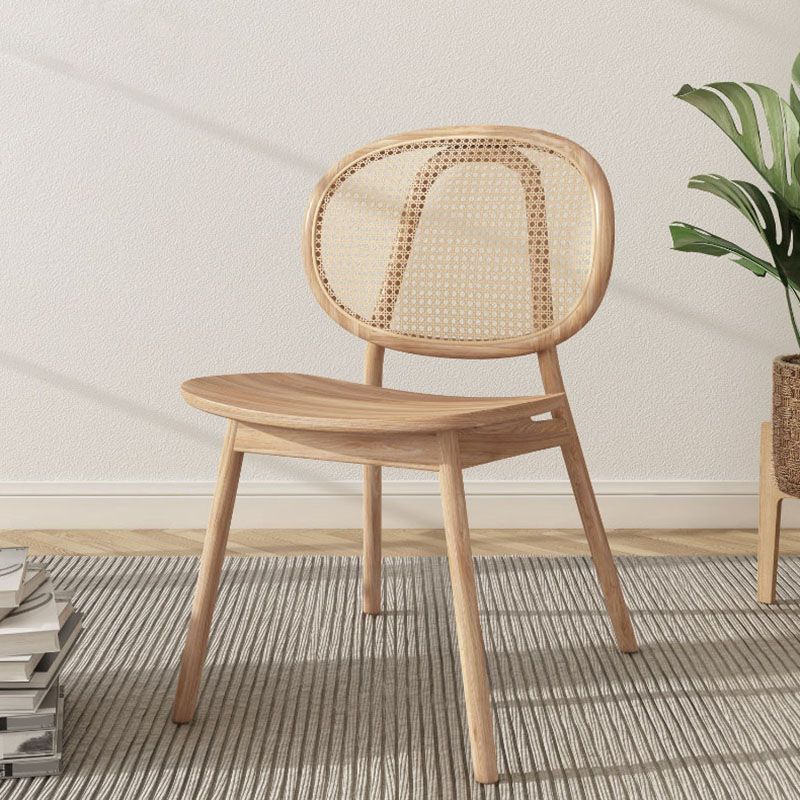 Contemporary Rattan Dining Chair Open Back Dining Side Furniture in Matte Finish