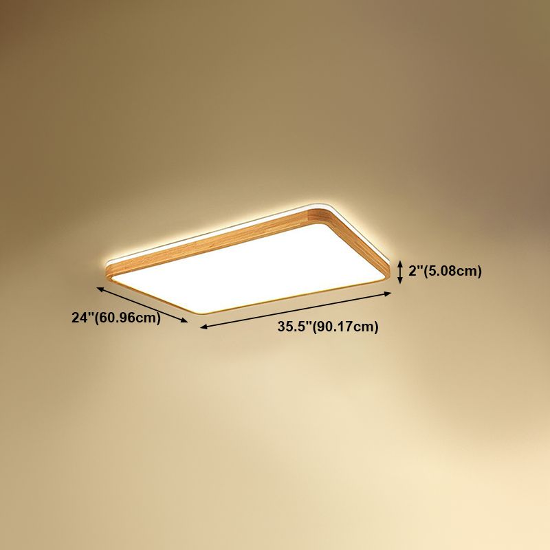 Geometry Shape LED Ceiling Lamp Modern Wood 1 Light Flush Mount for Dining Room Corridor