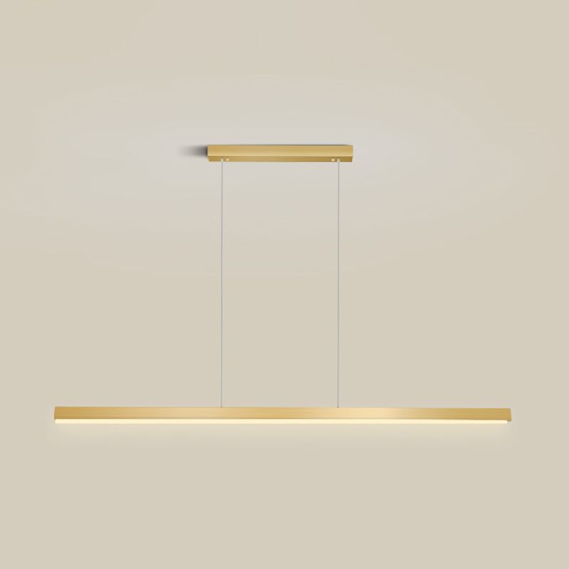 Contemporary Linear Shape Pendant Light Metal 1 Light Pendant Lighting Fixture in Gold