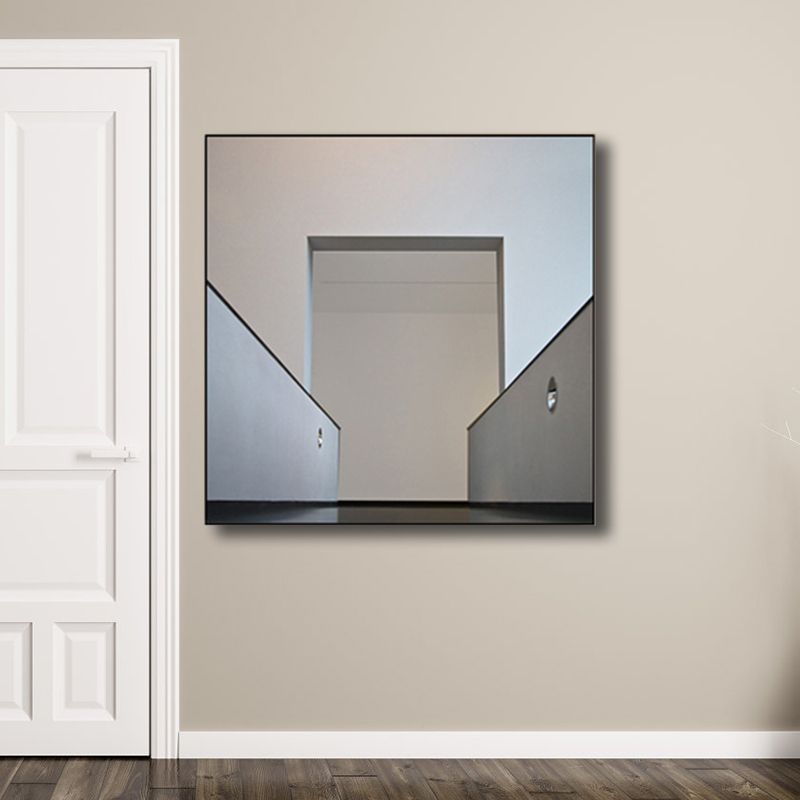 Geometric Canvas Wall Art Minimalist Aesthetics Architecture Wall Decor in White for Home
