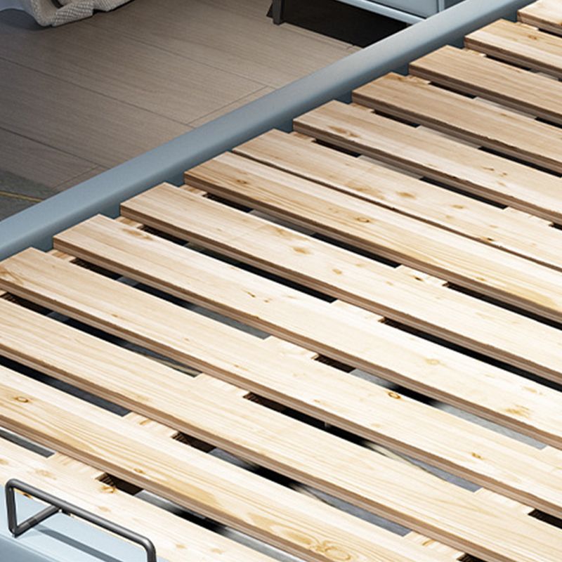 Modern Wingback Bed with Rectangle Upholstered Headboard and Storage