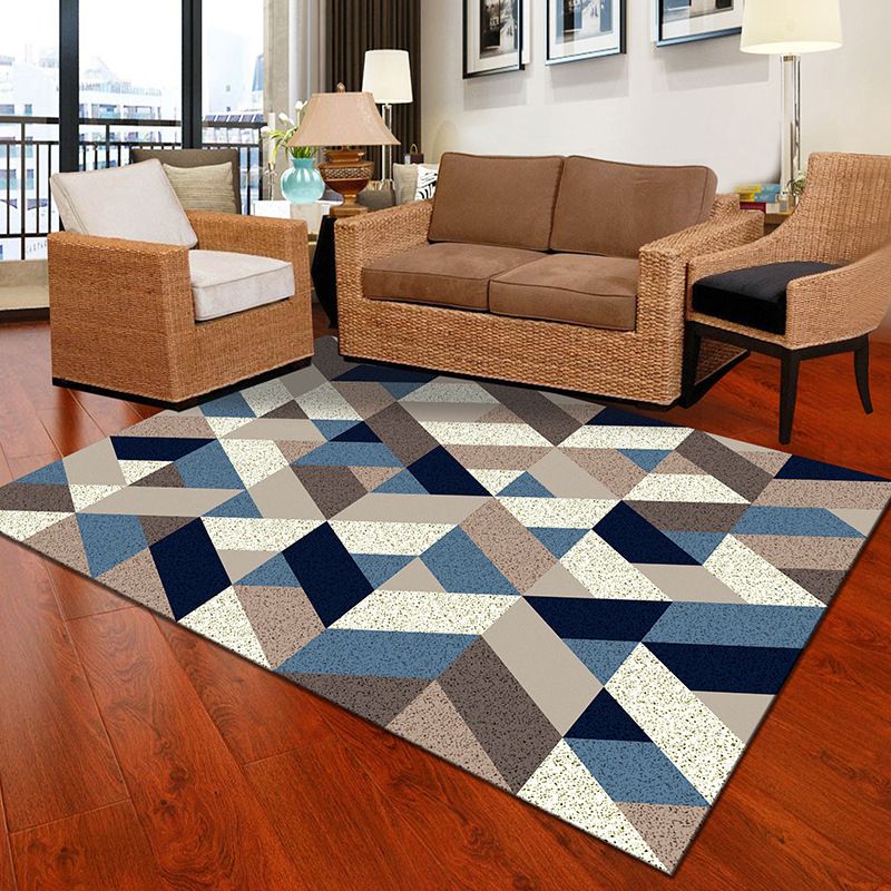 Multicolor Geometric Botanical Rug Synthetics Modern Carpet Stain Resistant Non-Slip Washable Rug for Home