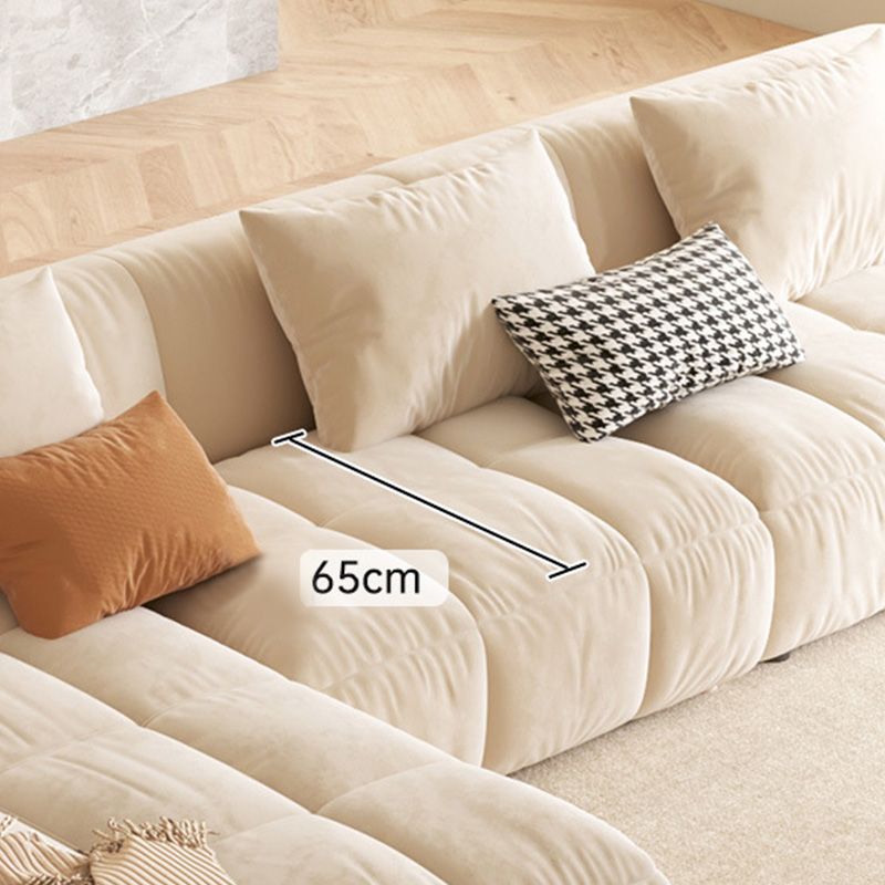L-Shape Velvet Sectional with Recessed Arm and Pillow Back for Apartment