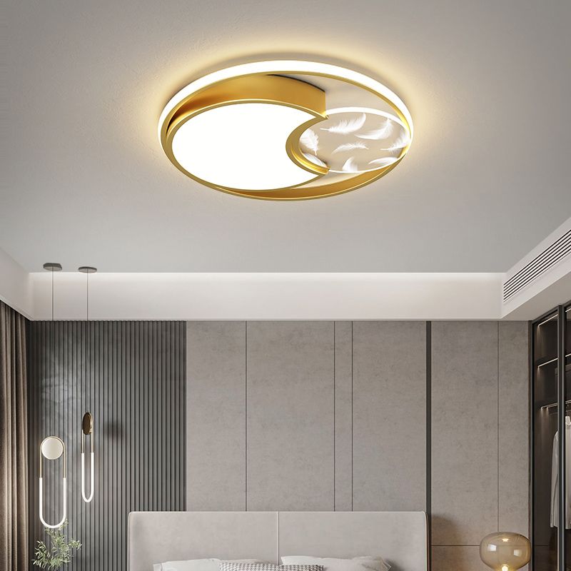 Lacquered Circular LED Ceiling Light in Modern Creative Style Feather Indoor Ceiling Fixture with Acrylic Shade