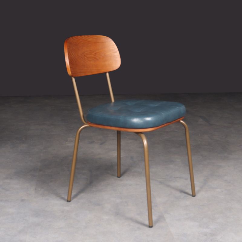 Chaise de salle à manger industrielle avec 4 pieds en métal, chaise latérale à dossier ouvert pour un usage domestique