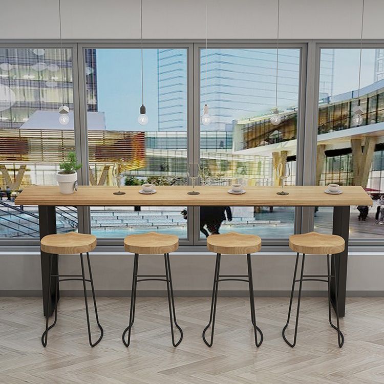 Contoured Seat Dining Stools Solid Wood Bar Stools with Footrest
