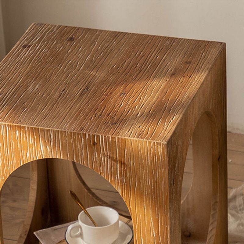 Country Square / Hexagon Side Table Natural Solid Wood End Table