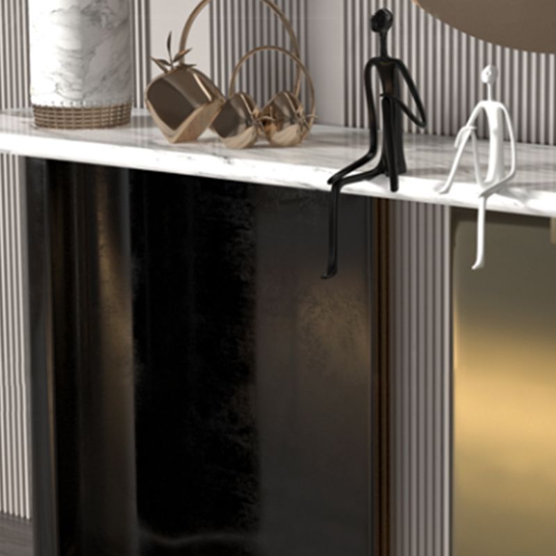 Modern Oval Console Table Metal Console Sofa Table in Black and Gold