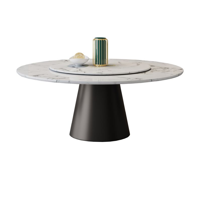 White-black Stone Round Table Turntable Home Furniture with Pedestal Base