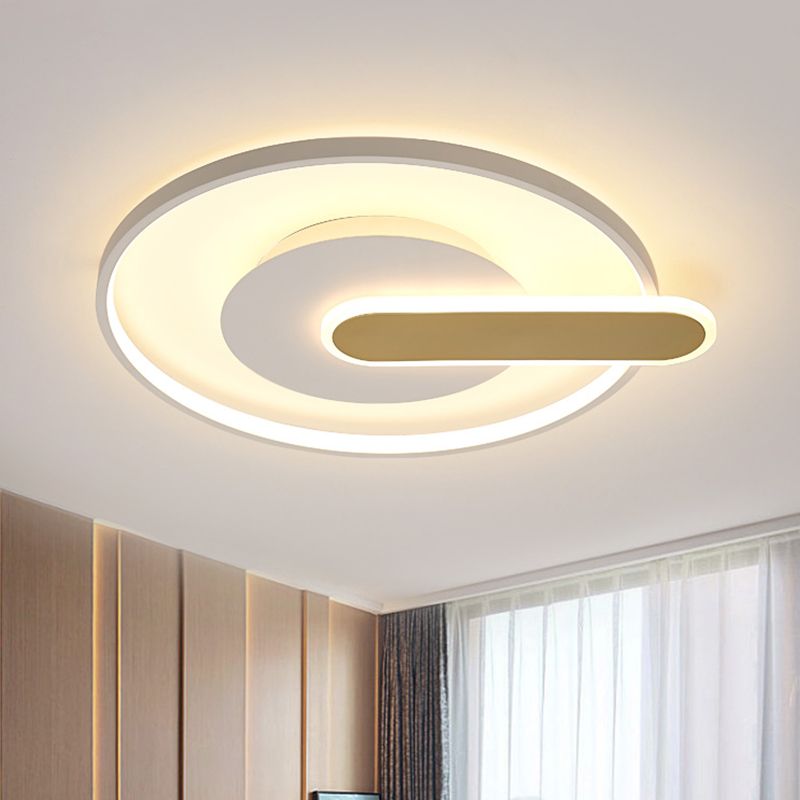 Thin Button Shaped Ceiling Light Modernism Acrylic Black/White and Gold LED Flush Mount Lighting