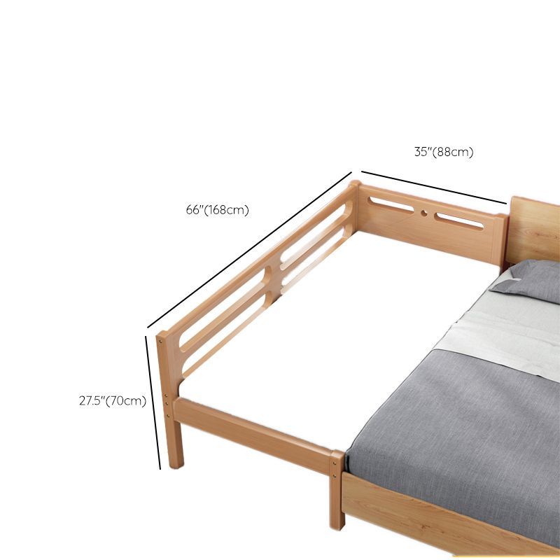 Natural Contemporary Solid Wood Nursery Bed with Guardrail for Bedroom