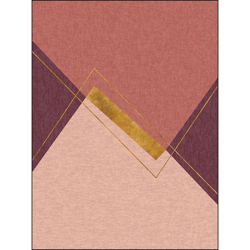 Unique Colorblock Rug Pink and Red Simple Rug Polyester Washable Non-Slip Backing Area Rug for Living Room