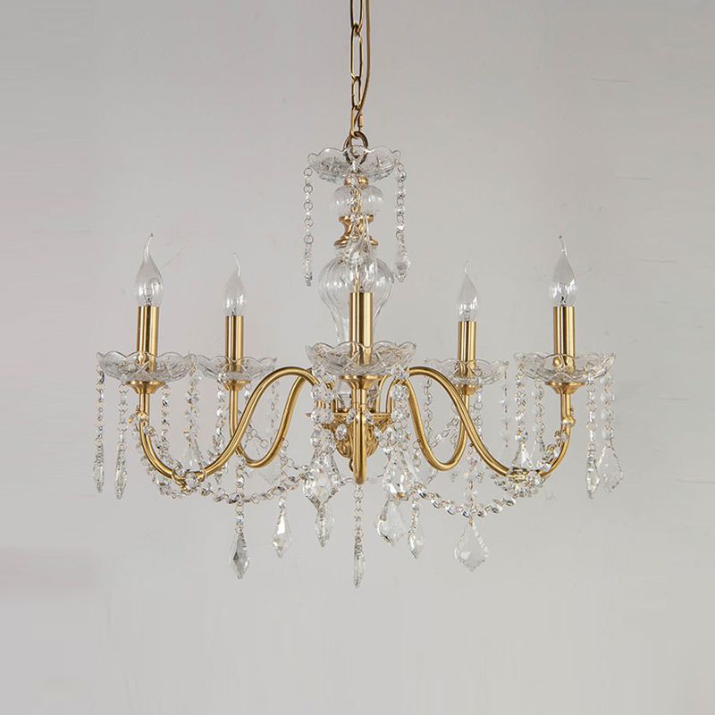 Candelabra Crystal Chandelier Lighting Fixture Rustic Style Living Room Hanging Chandelier